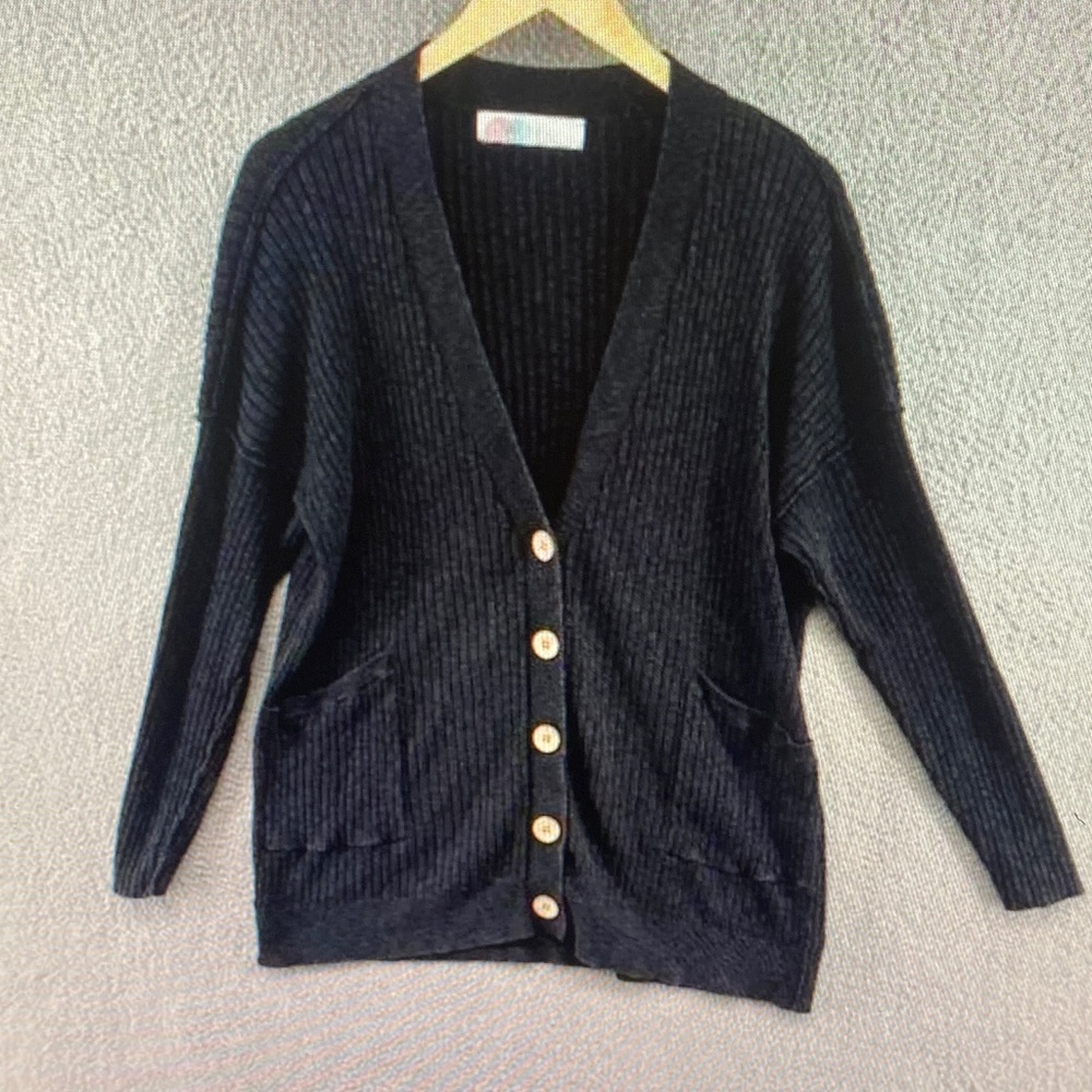 Free People Black Button-Up Cardigan